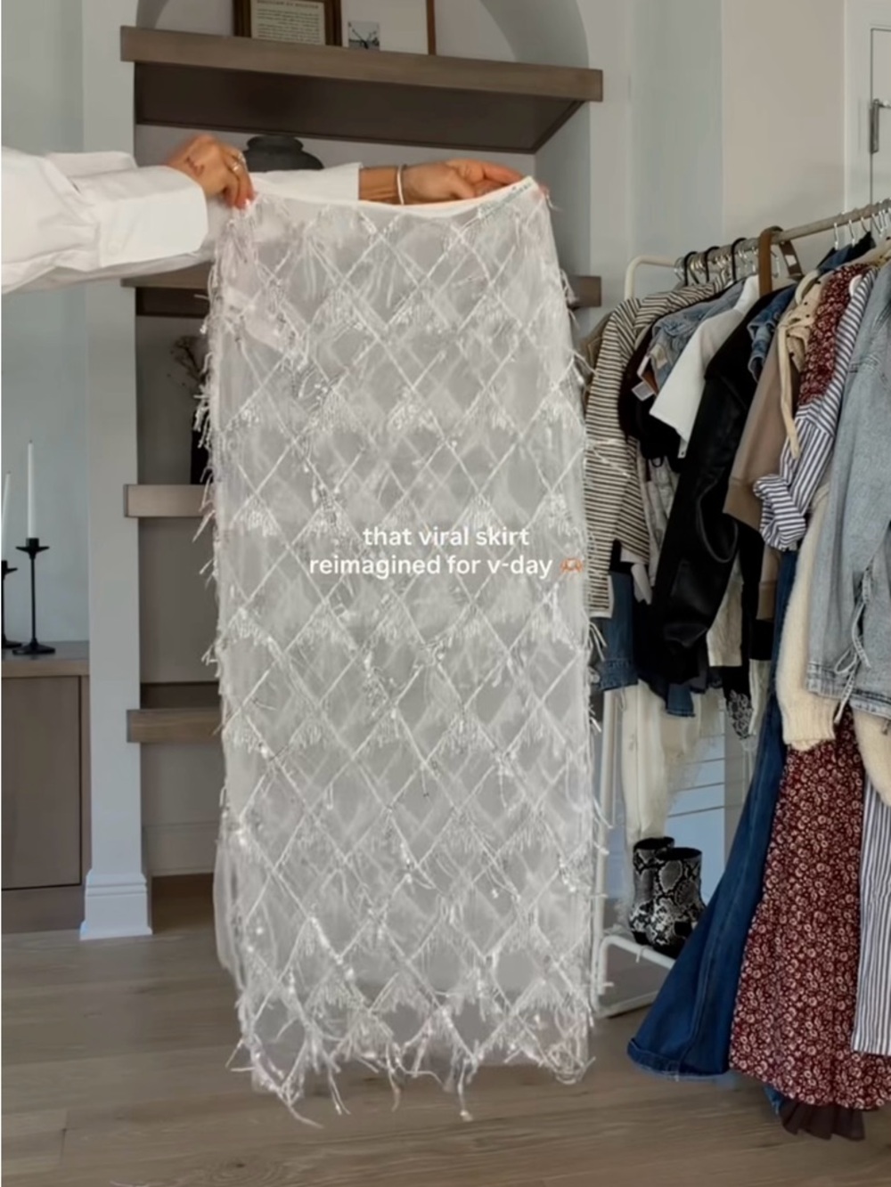 White Textured Maxi Skirt